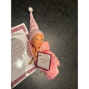 Ashton Drake Bundle of Love Sherry Rawn Resin Mini Baby Doll Pink 4" blanket